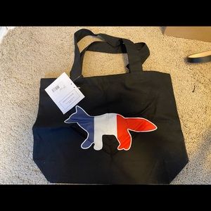 Authentic Maison Kitsune Tricolor Fox Tote Bag